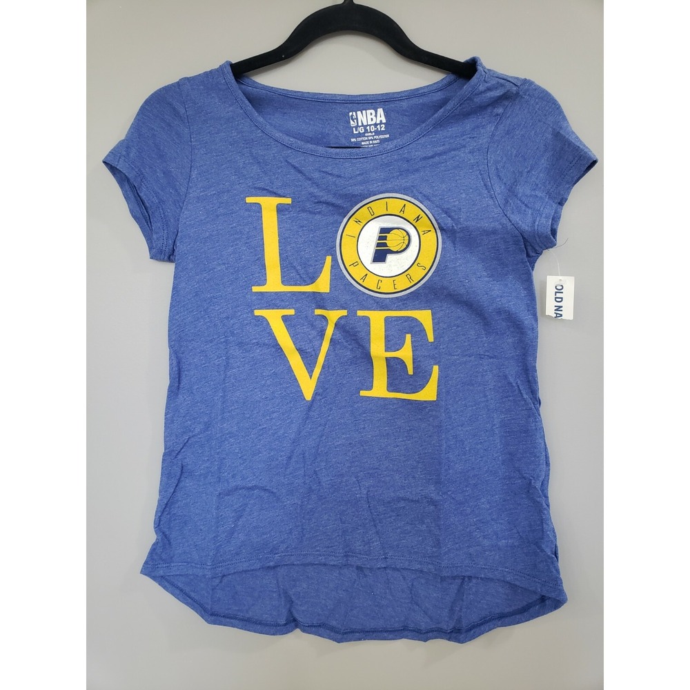 NEW NWT - Indiana Pacers Girls T-Shirt large 10/12 LOVE heart‎ Sleeves